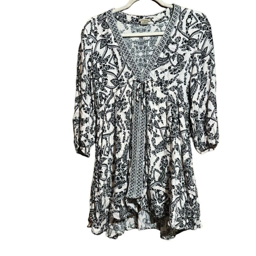 Anama Anthropologie Tunic Top Womens Medium Multicolor Paisley Boho Blouse